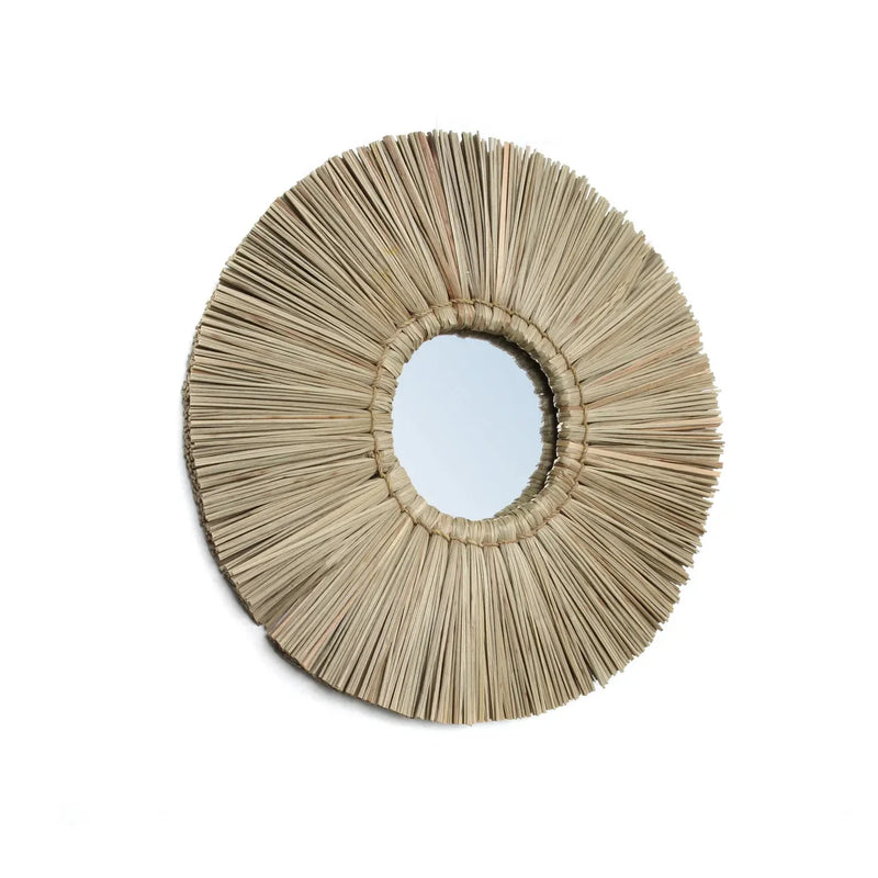 Miroir rond en herbe Alang Alang naturelle 35 cm