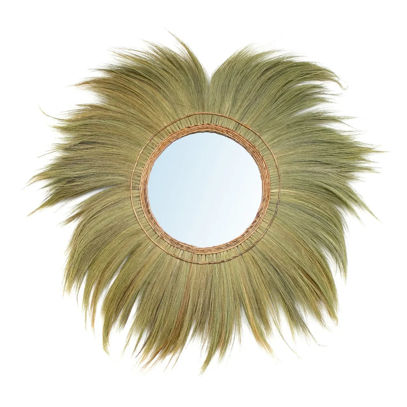 Miroir rond en herbe naturelle 130 cm fait main