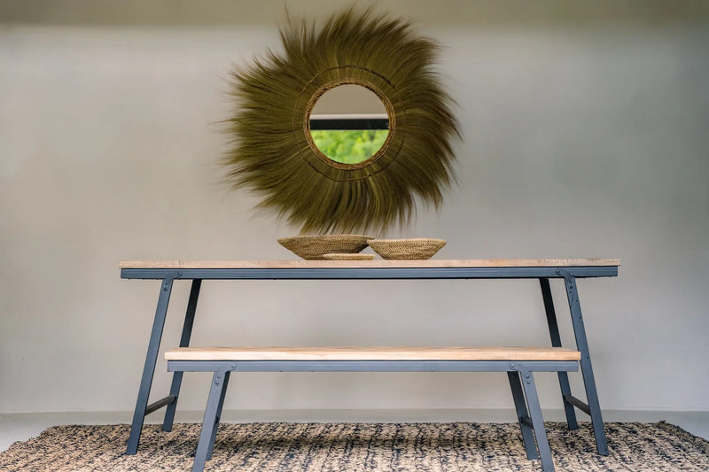 Miroir rond en herbe naturelle 130 cm fait main