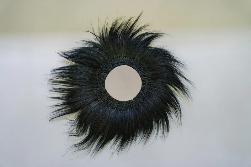 Miroir rond en herbe de Rayung noire 70 cm mural