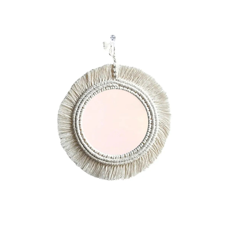 Miroir rond macramé