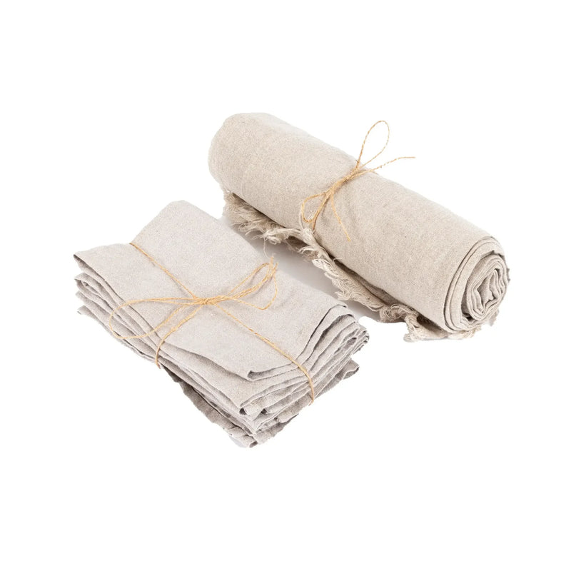 Nappe en lin beige 150x200 cm pour table rectangulaire