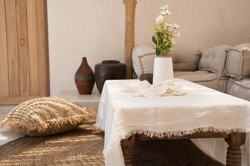 Nappe en lin blanc 150x200 cm