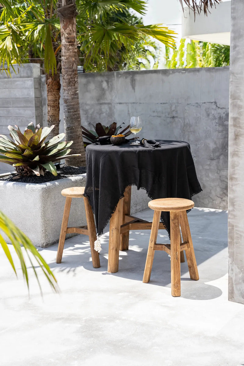 Nappe en lin noir 150x200 cm pour table à manger