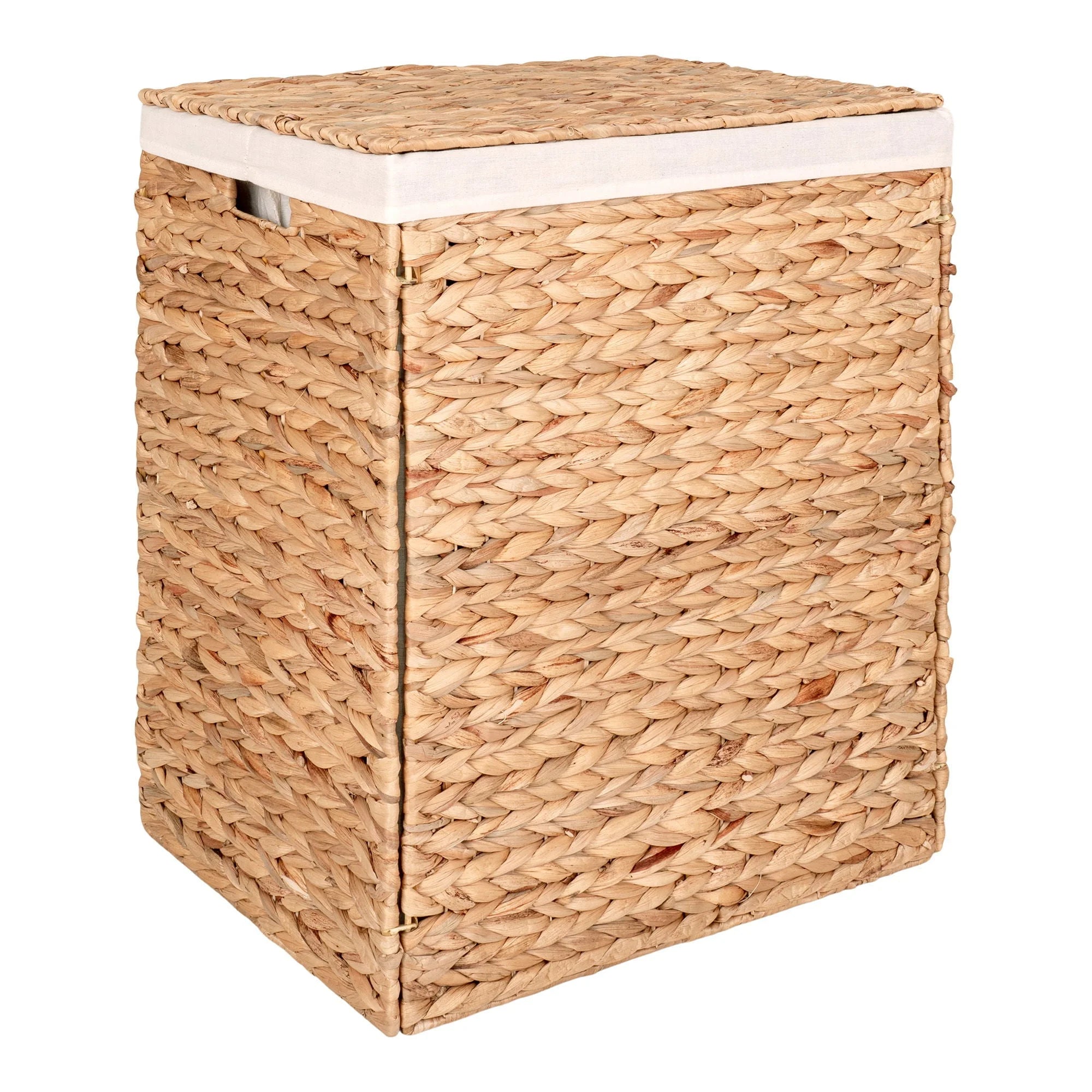 Panier à linge rectangulaire en jacinthe d’eau naturel avec couvercle 43x32 cm