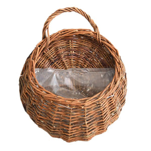 Panier Mural En Osier Festonné 40,5x29 Cm – Rangement Déco Pour Salon, Salle De Bain – Tissé Main, Structure Fer