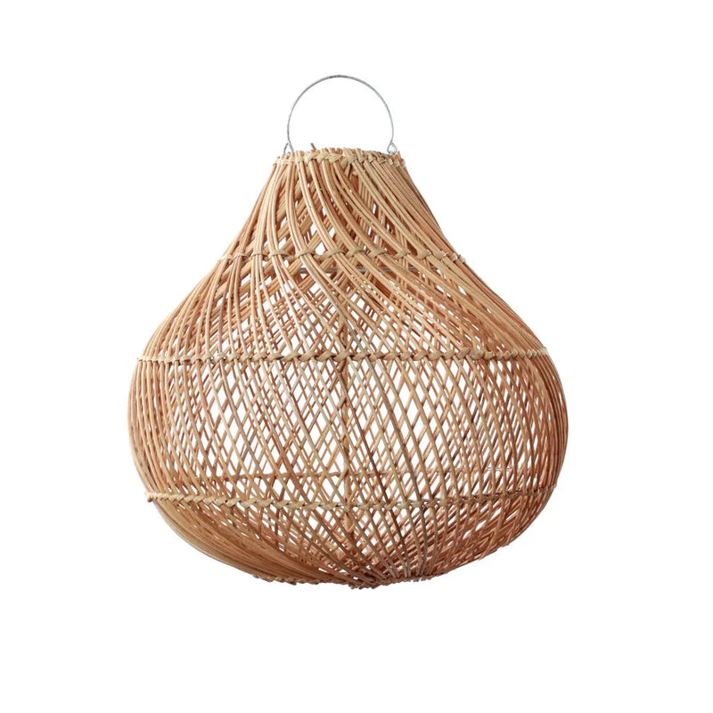 Luminaire en rotin tressé pour suspension, modèle Le Pendentif Bouteille Naturel M