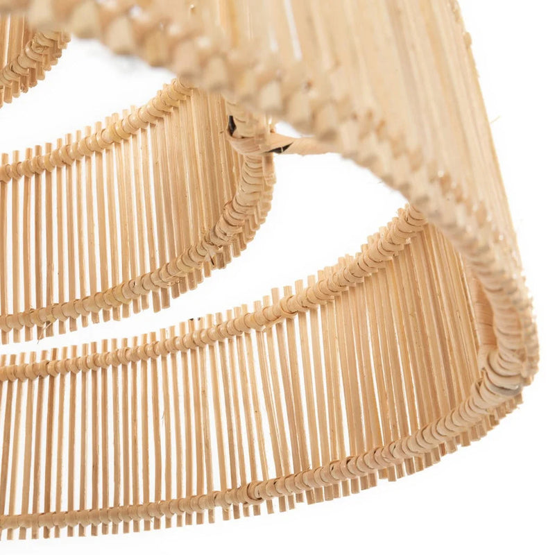 Abat-jour cylindrique en bambou pour le pendentif gâteau de mariage Naturel M