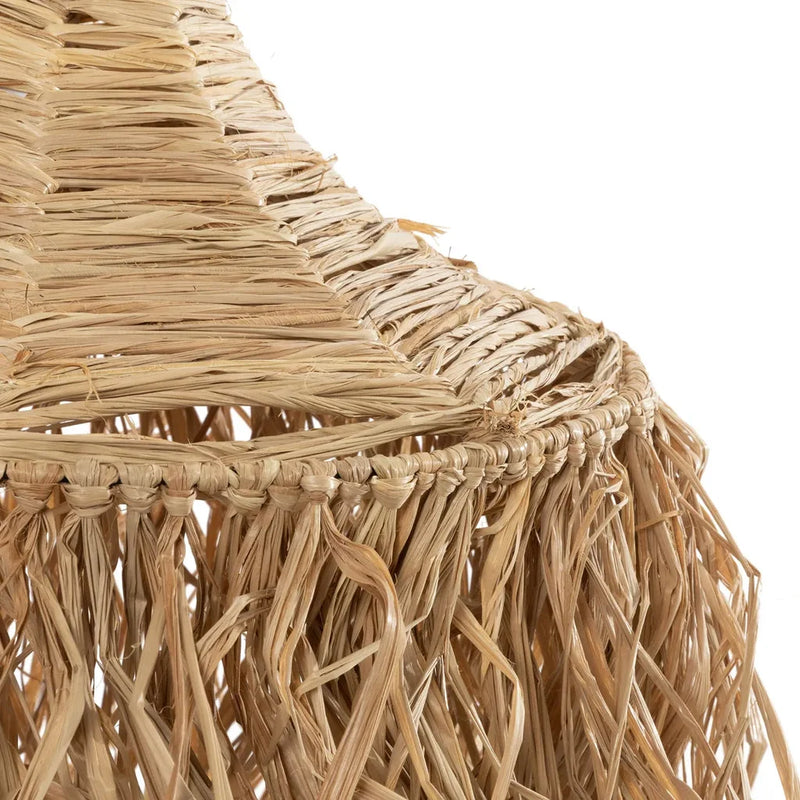 Lampe en raffia tissée avec franges, Le pendentif Honolulu Naturel