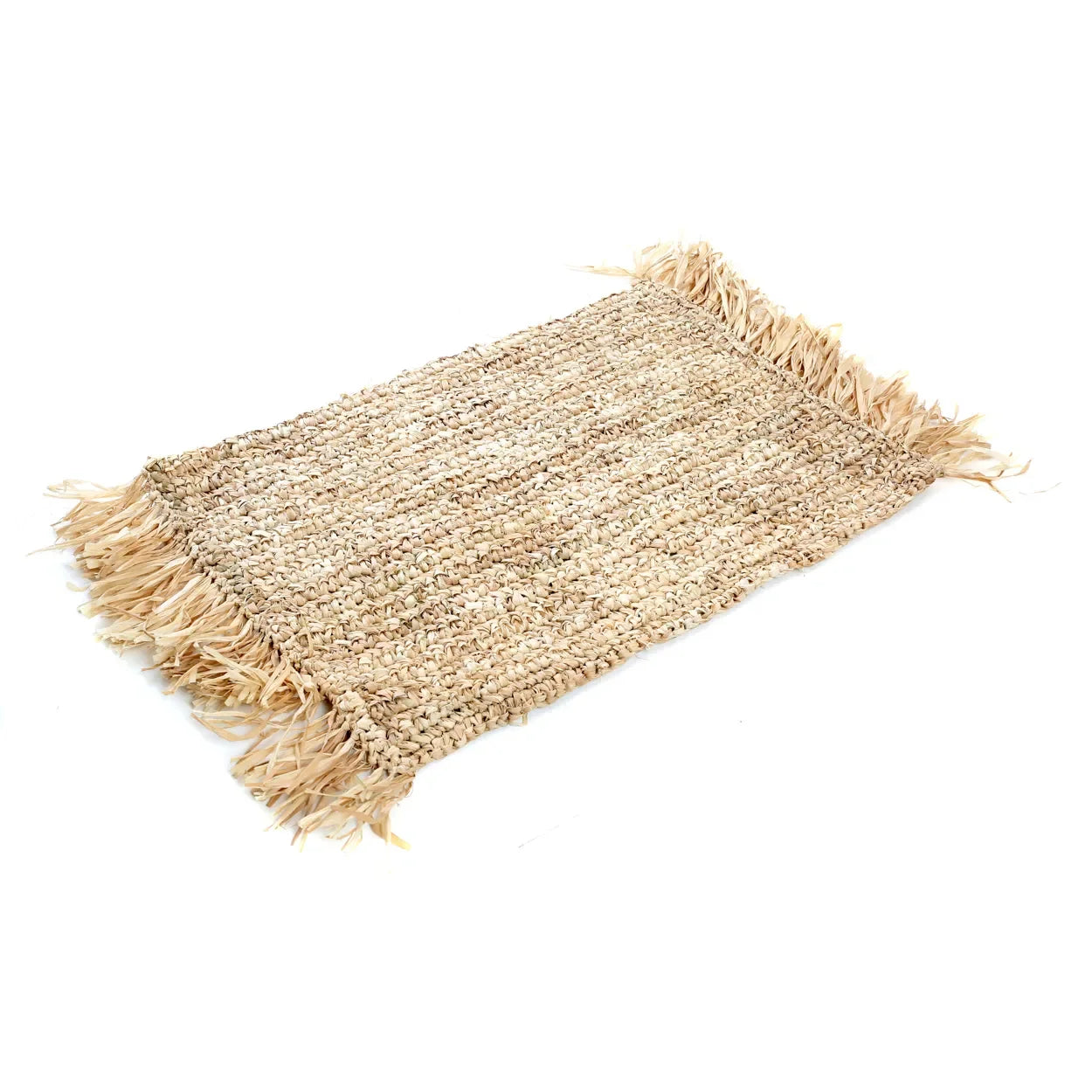 Tapis tissé en raphia naturel avec franges pour la table 35x60 cm