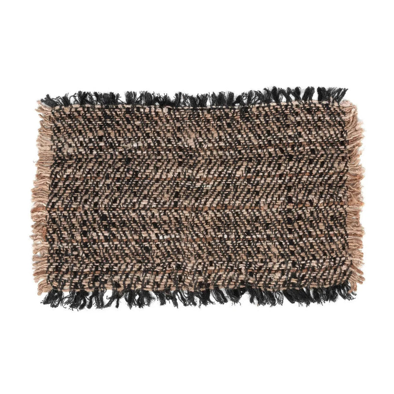 Set de table rectangulaire en coton gaufré noir cuivre motif chevron – Set de 4