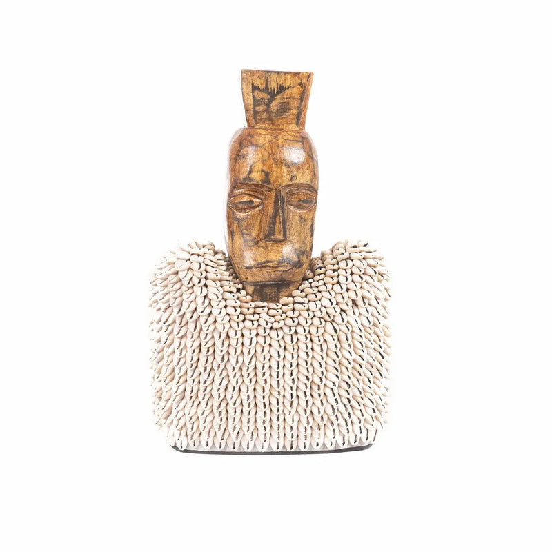 Statue en bois sculpté avec ornement de coquilles de cowrie pour La statue Ogoh Ogoh XL