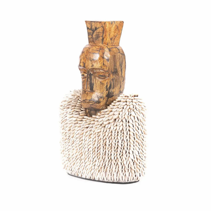 Sculpture en bois de tête avec collier en coquillages pour La statue Ogoh Ogoh XL