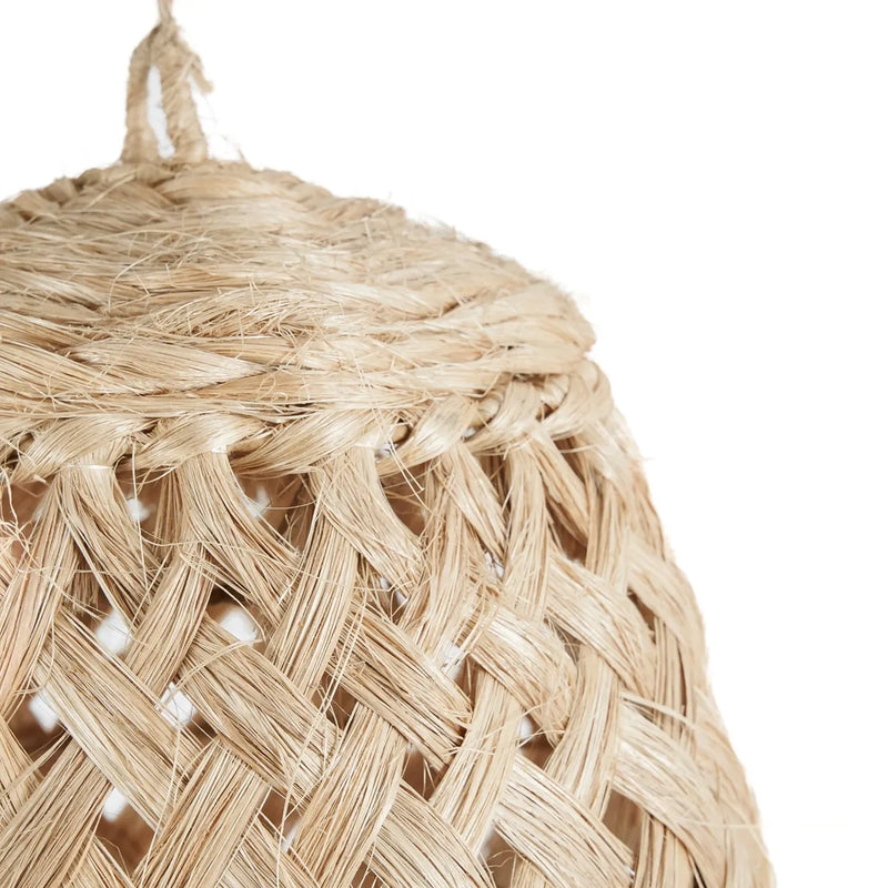Suspension en Abaca forme méduse naturelle 43 cm avec lampes en jute tissé
