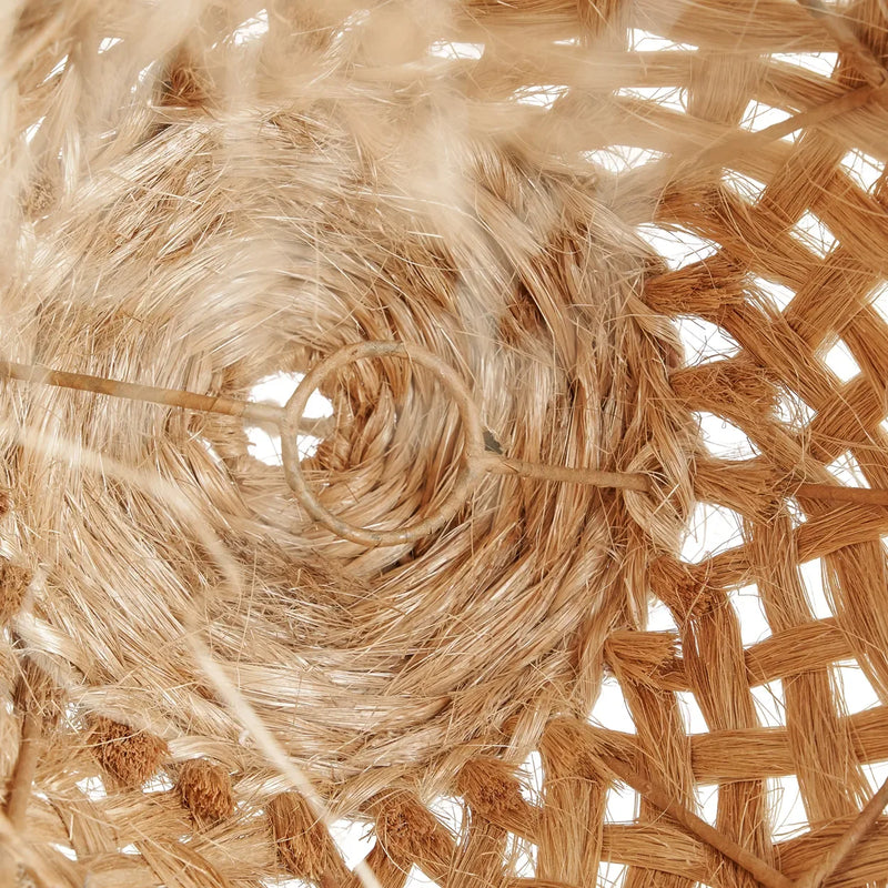 Abat-jour en paille tissée pour suspension en abaca forme méduse naturelle 43 cm