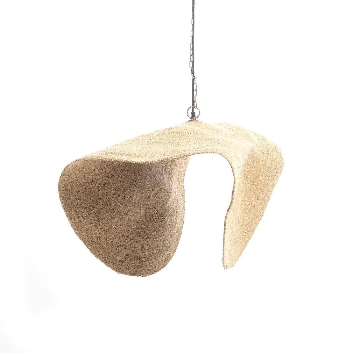Suspension en fibre tressée beige sable avec lampe incurvée textured 119x46 cm