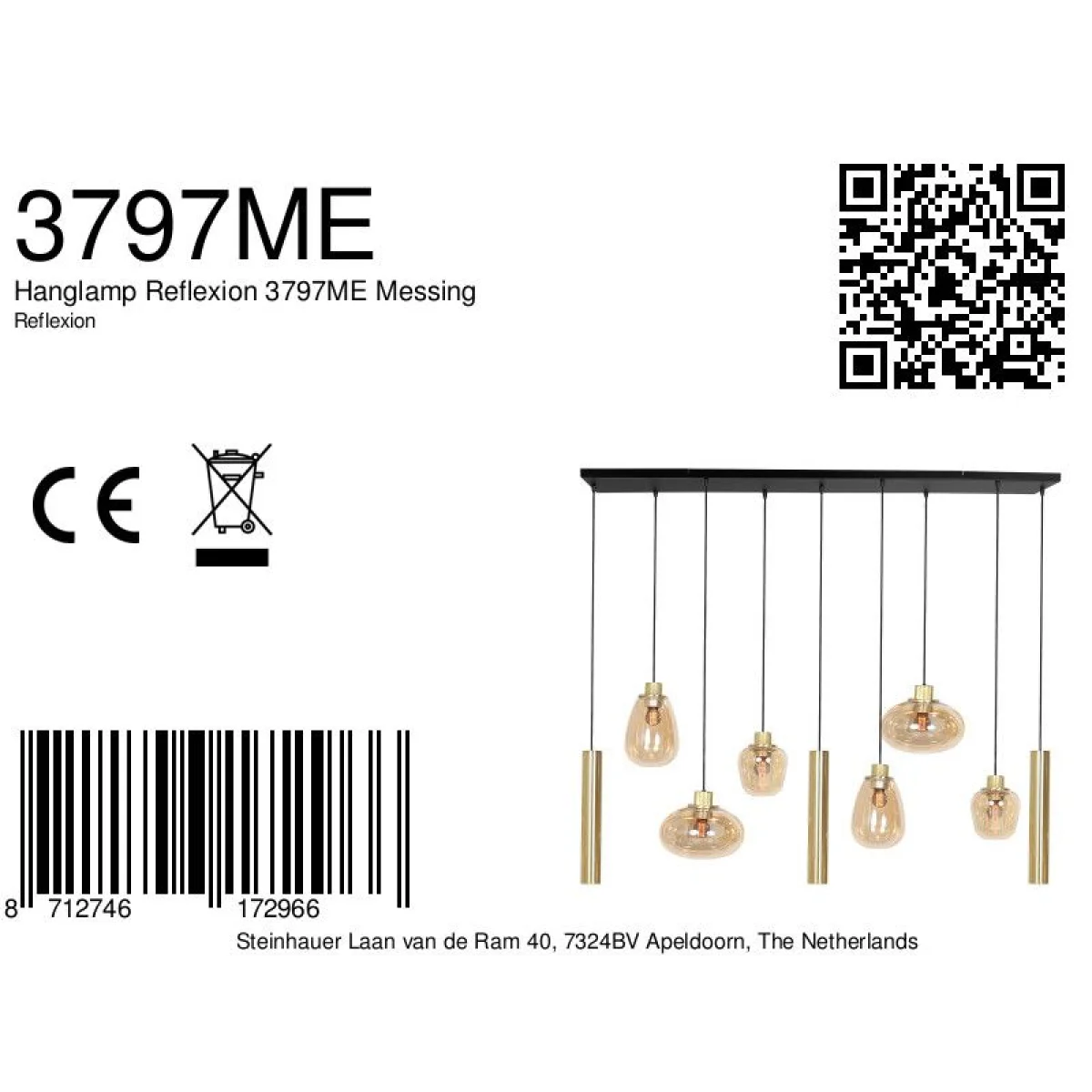 Suspension multiple en verre ambré et laiton doré pour éclairage chaleureux – 140x44 cm