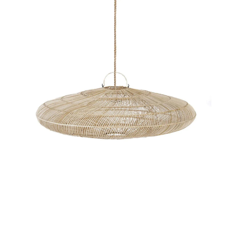 Suspension en rotin macaron naturel 110 cm artisanale - L
