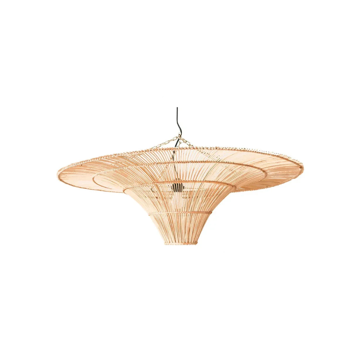 Luminaire suspendu en rotin naturel de 60x60 cm pour plafond, style bohème