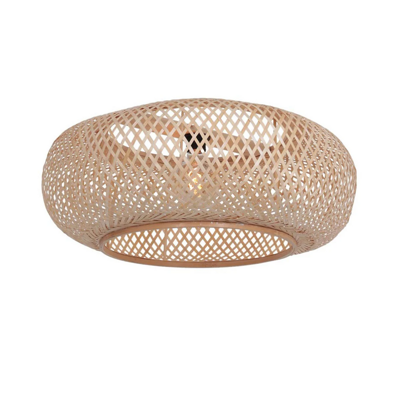 Suspension en rotin naturel motif croisillons – Ø60 cm