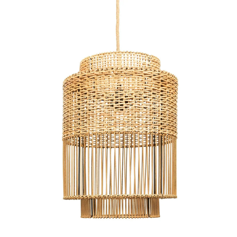 Suspension en rotin tressé naturel silhouette à niveaux – Ø30 cm