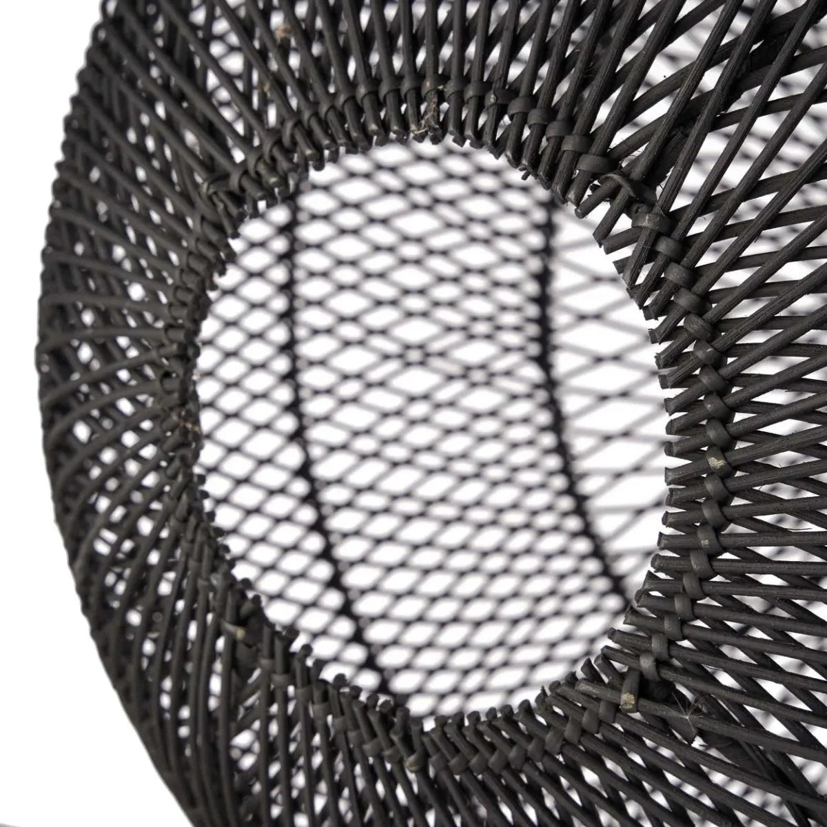 Suspension en rotin tressé – Noir ajouré – Ø50 cm