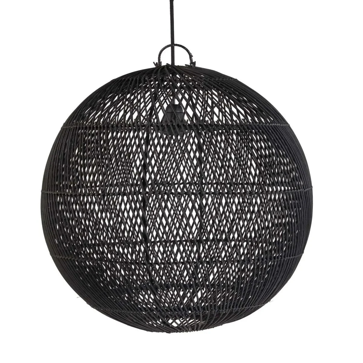 Suspension en rotin tressé – Noir ajouré – Ø50 cm