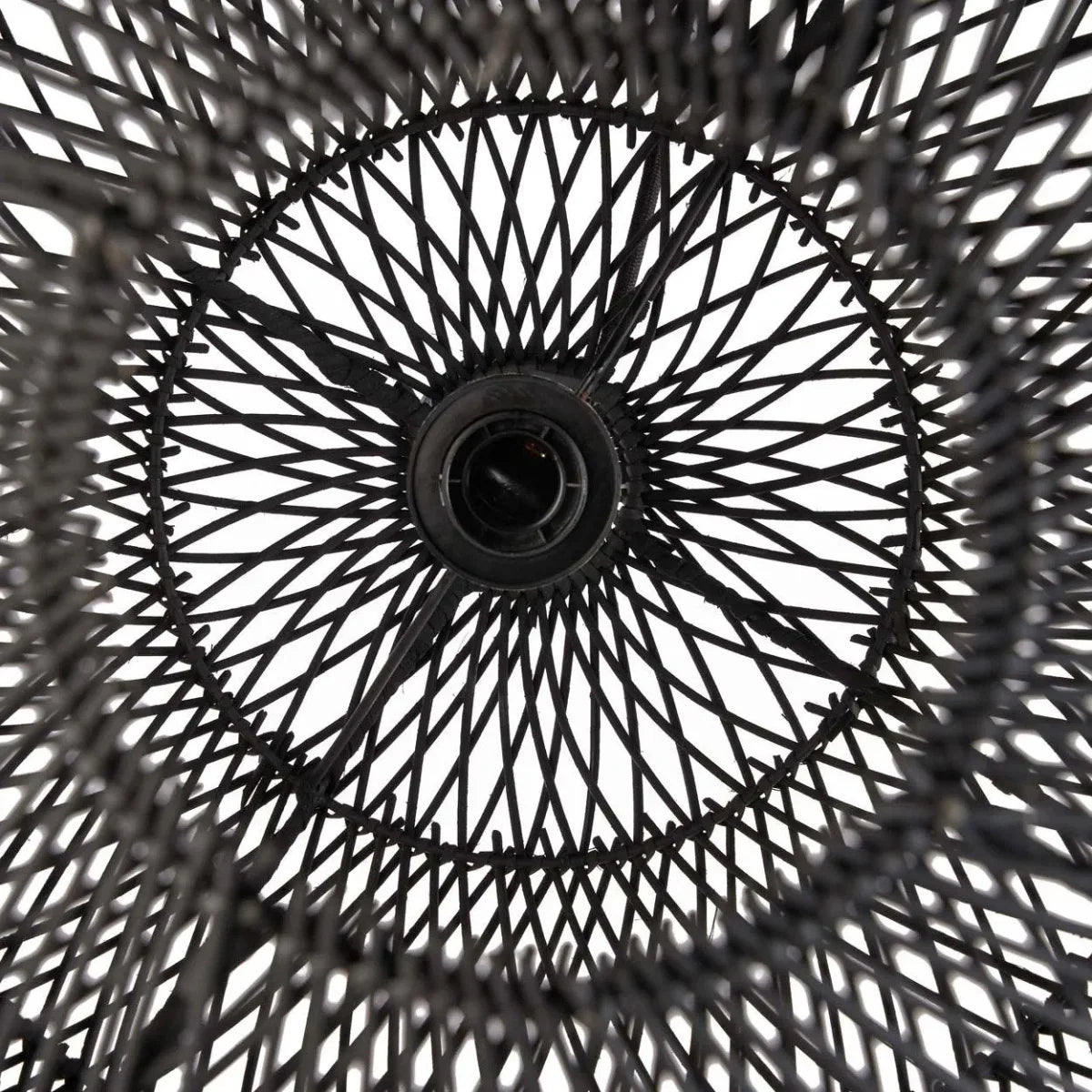 Suspension en rotin tressé – Noir ajouré – Ø50 cm