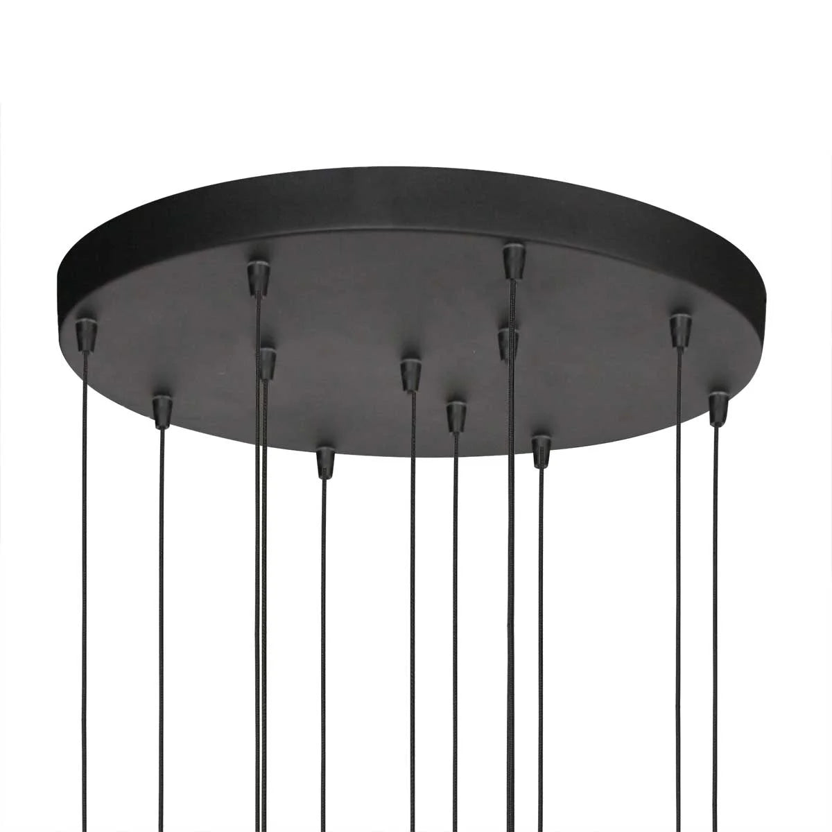 Luminaire suspendu en verre fumé noir avec douze globes sphériques de Ø60 cm