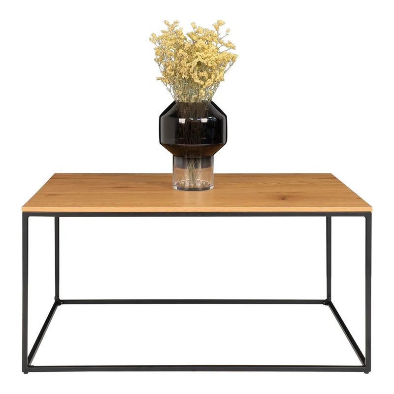 Table basse rectangulaire en bois et métal 90x60 cm