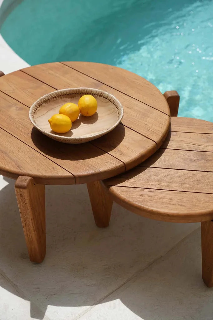 Table basse Seseh M en bois avec citronniers pour extérieur