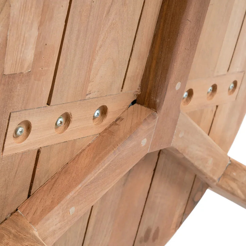 Dessous de la table basse Seseh M extérieure en bois avec supports métalliques