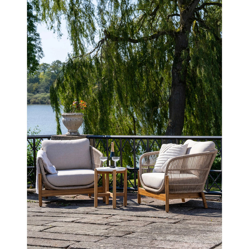Table d’appoint en acacia et terrazzo naturel ø37x46 cm