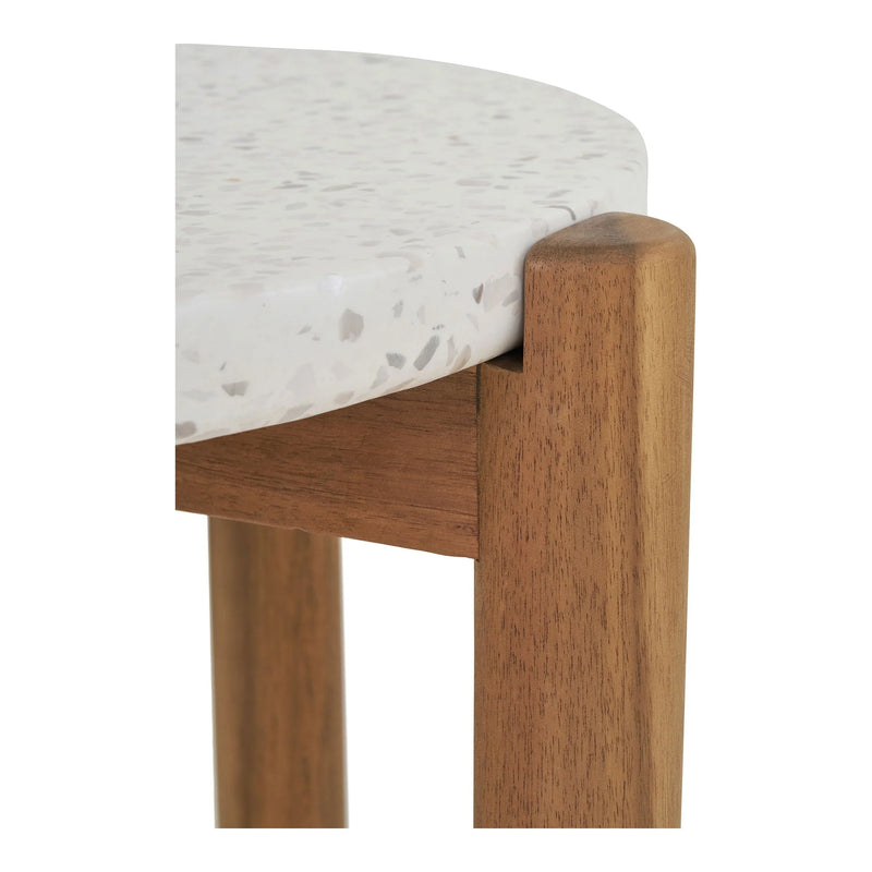 Table d’appoint en acacia et terrazzo naturel ø37x46 cm