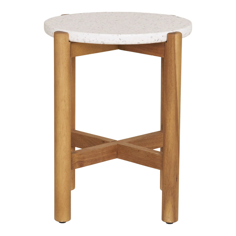Table d’appoint en acacia et terrazzo naturel ø37x46 cm