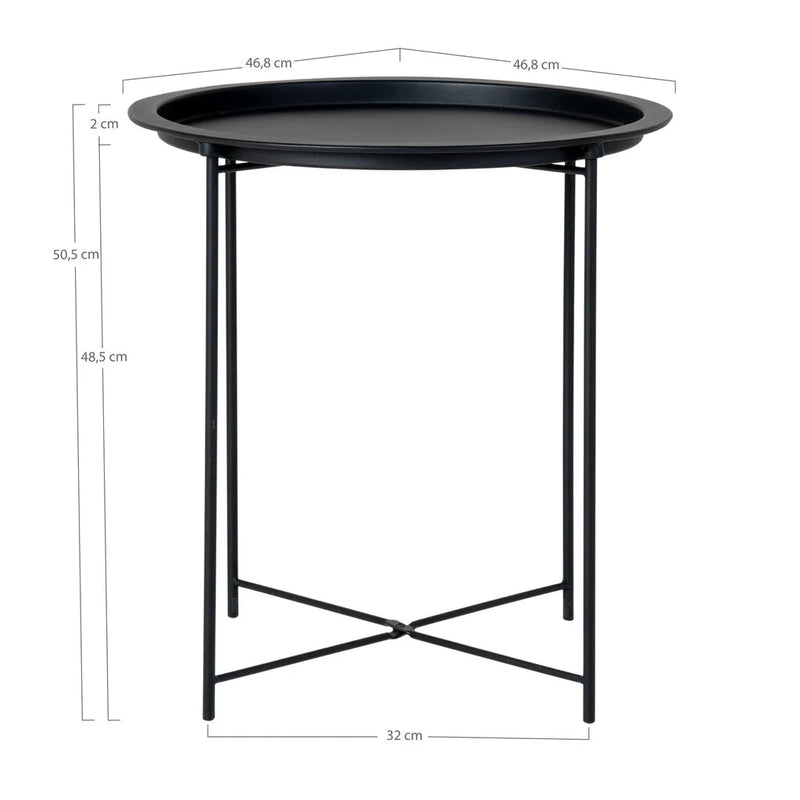 Table d’appoint en acier noir rond Ø47 cm
