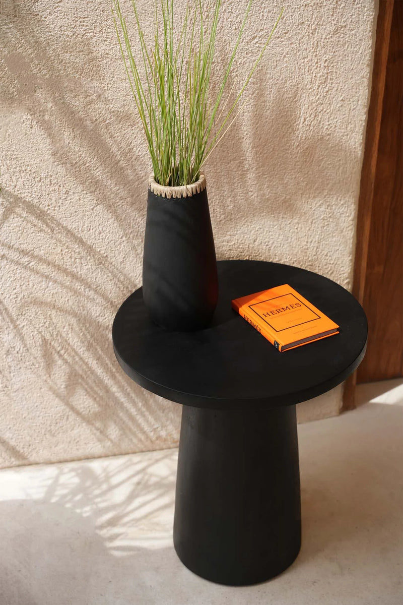 Table d’appoint conique en bois de Munggur noir 50 cm