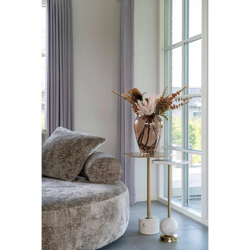 Table d’appoint en marbre et laiton rond Ø25x54 cm