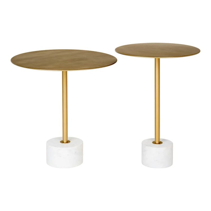 Table d’appoint en marbre et laiton rond Ø51x52 cm
