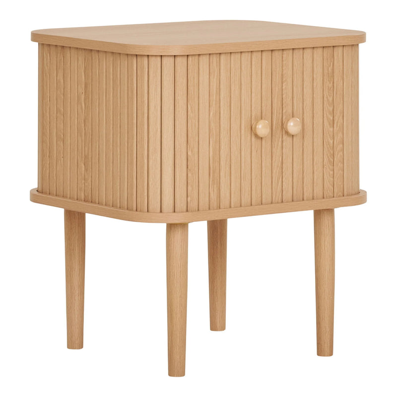 Table d’appoint en pin et MDF naturelle 2 portes 45x50 cm