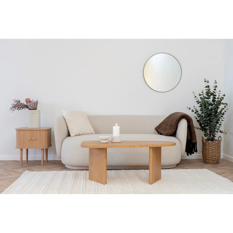 Table d’appoint en pin et MDF naturelle 2 portes 45x50 cm
