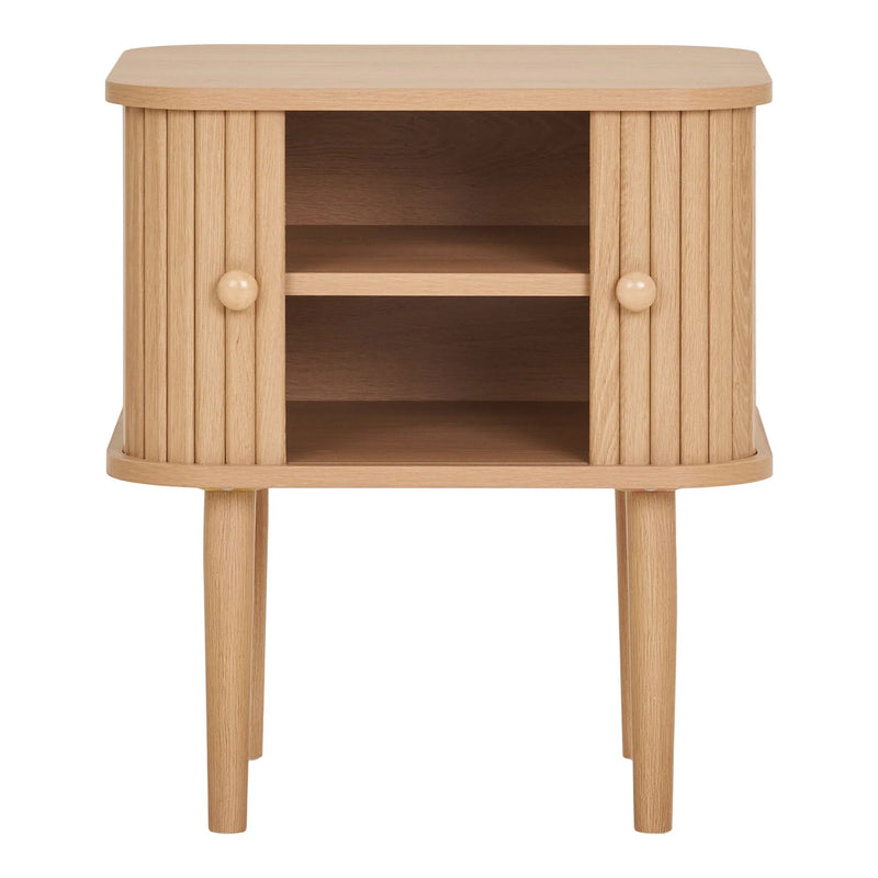 Table d’appoint en pin et MDF naturelle 2 portes 45x50 cm