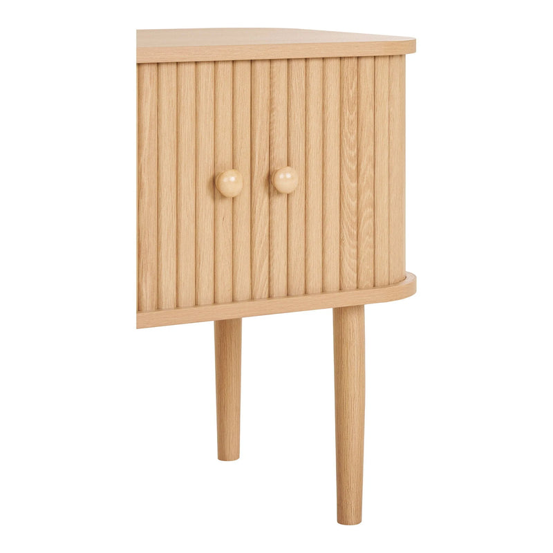 Table d’appoint en pin et MDF naturelle 2 portes 45x50 cm