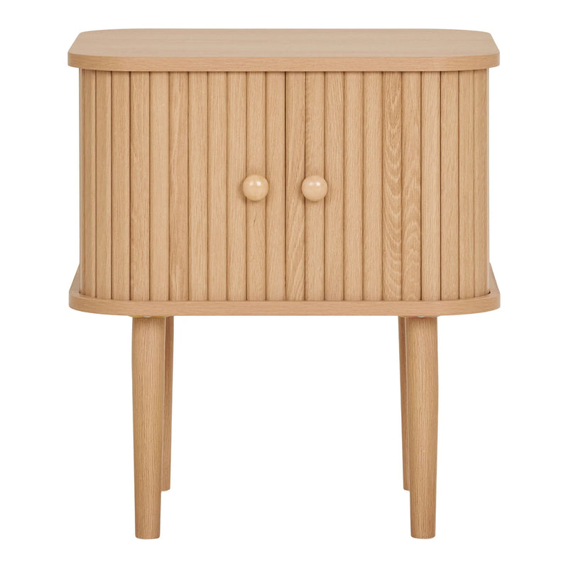 Table d’appoint en pin et MDF naturelle 2 portes 45x50 cm