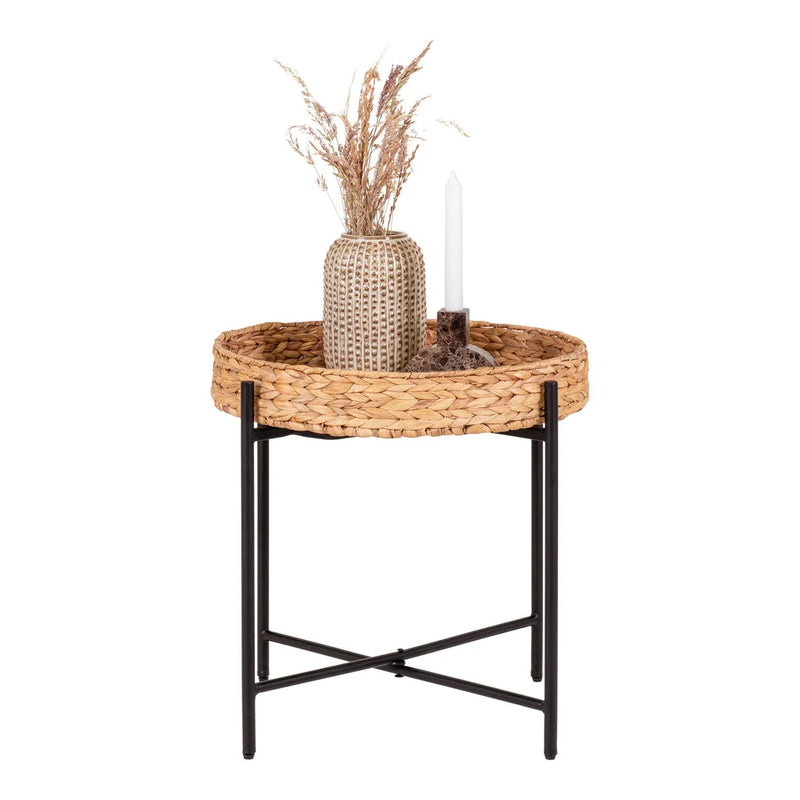 Table d’appoint ronde en métal et jacinthe d’eau Ø50 cm