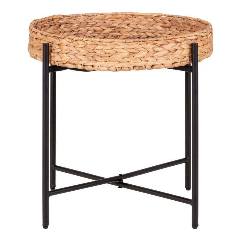 Table d’appoint ronde en métal et jacinthe d’eau Ø50 cm