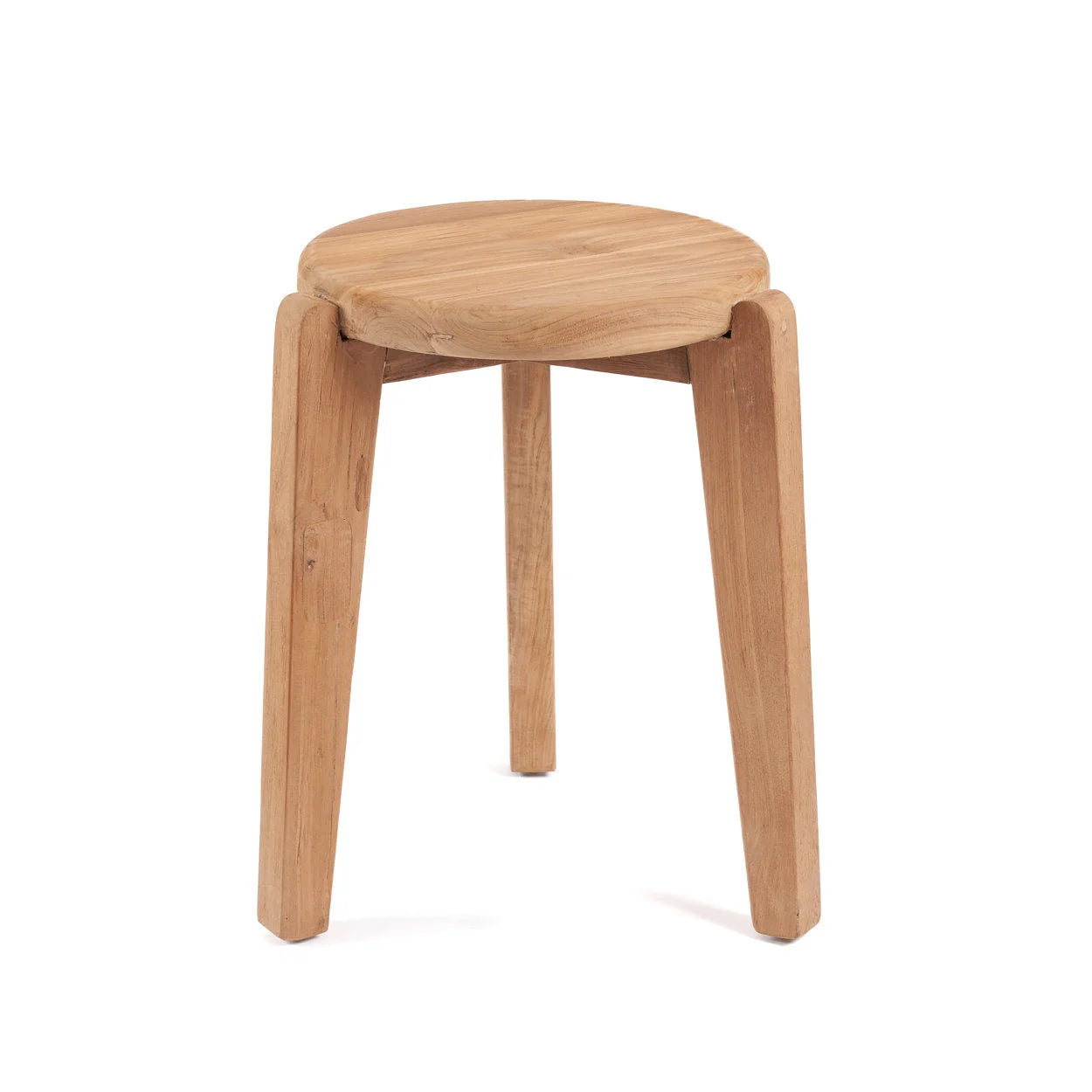 Table d’appoint ronde en teck recyclé – Naturel – Ø40 cm