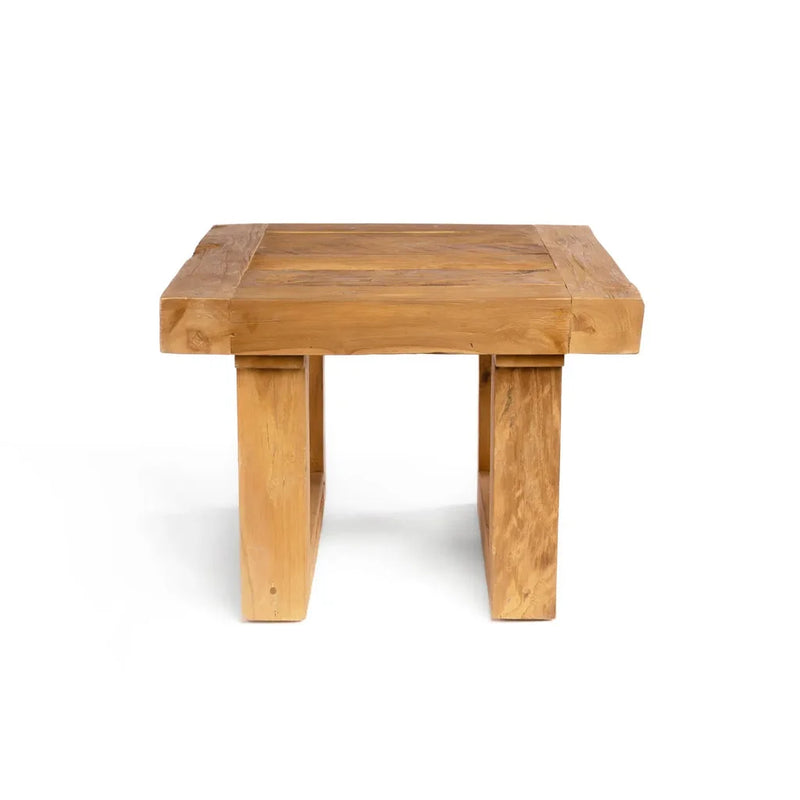 Table d’appoint en teck récupéré naturel, mobilier élégant et écologique