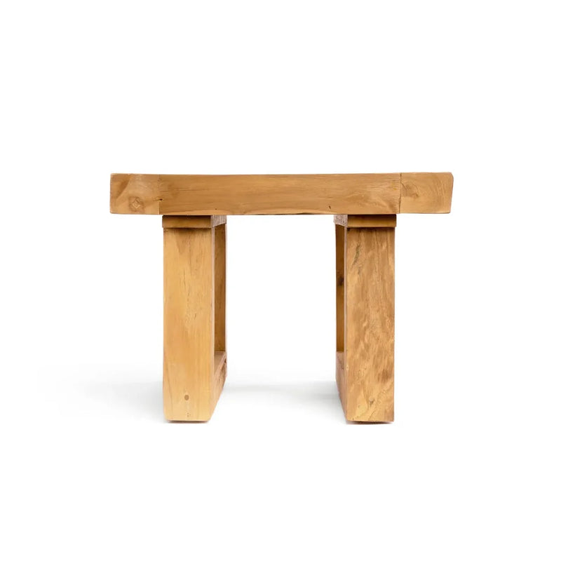Table d’appoint en teck récupéré naturel, mobilier écologique et élégant