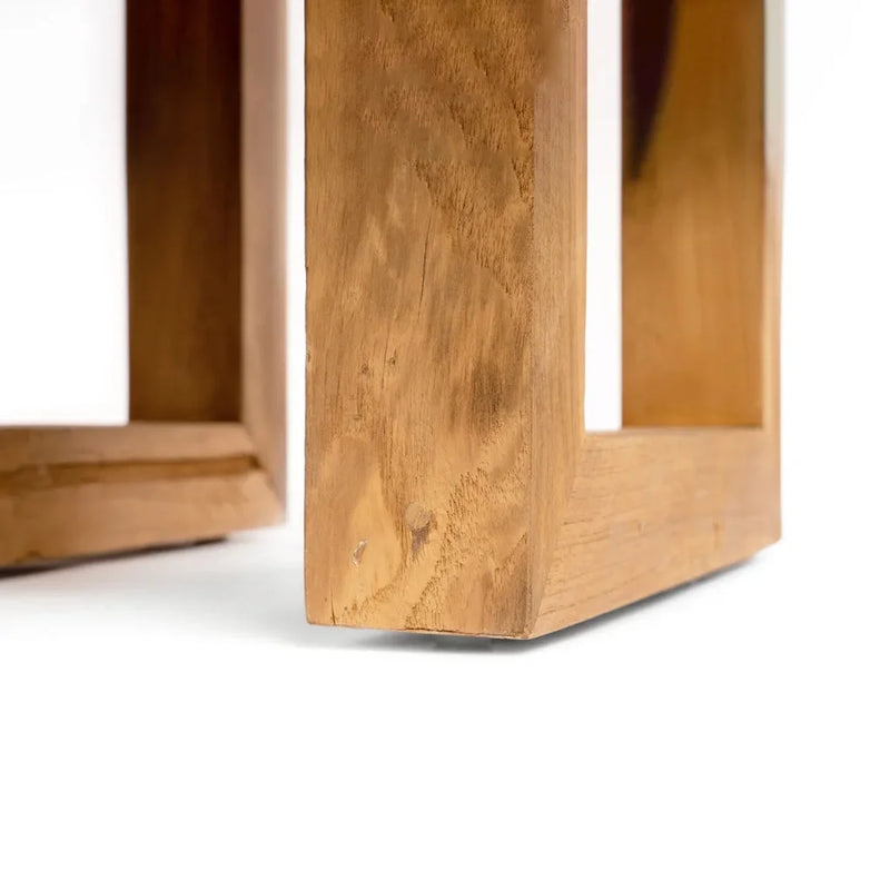 Cadre rectangulaire en bois naturel pour La table d appoint en teck récupéré